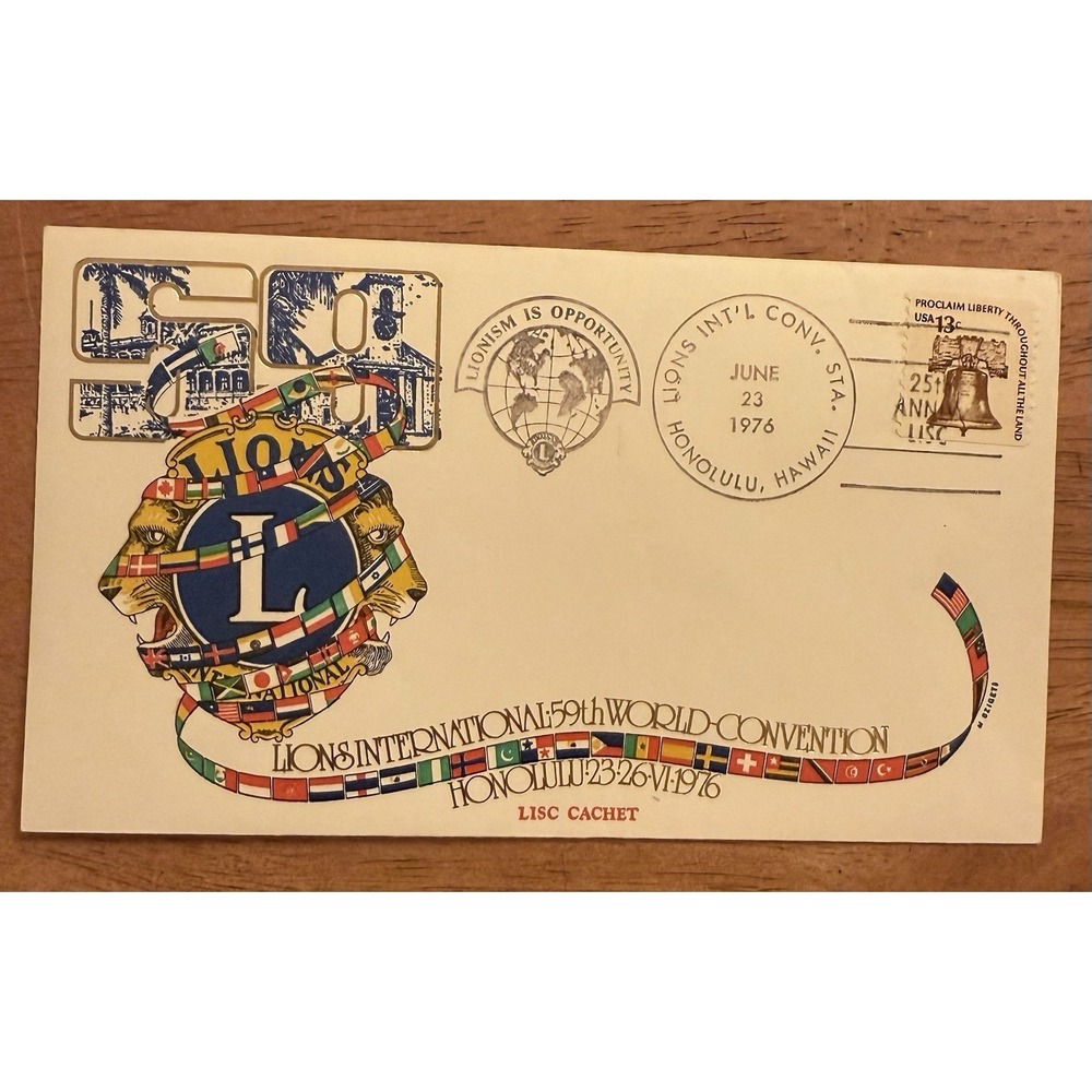 US Postal History Organizations Lions Club 59th Convention 1976 Gold Outline